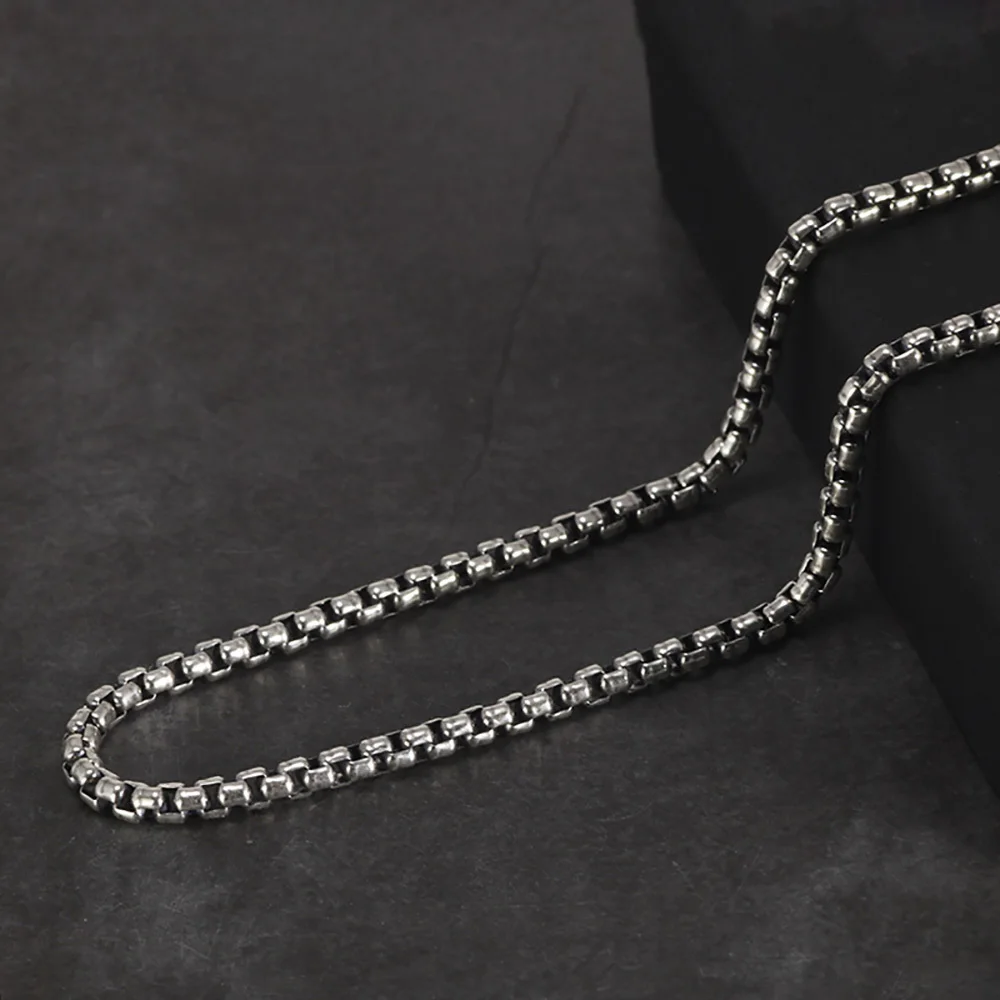 

Genuine 925 Sterling Silver Jewelry Round Box Chain Thickened All-match Necklace for Men and Women Retro 22 24 26 28 30 Inch