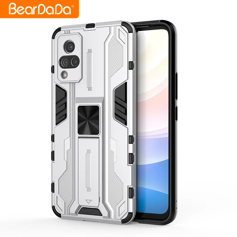 

2021 New Arrivals Hard PC Soft TPU Case Shockproof Stand Holder Car back cover For Vivo S9 Phone Case