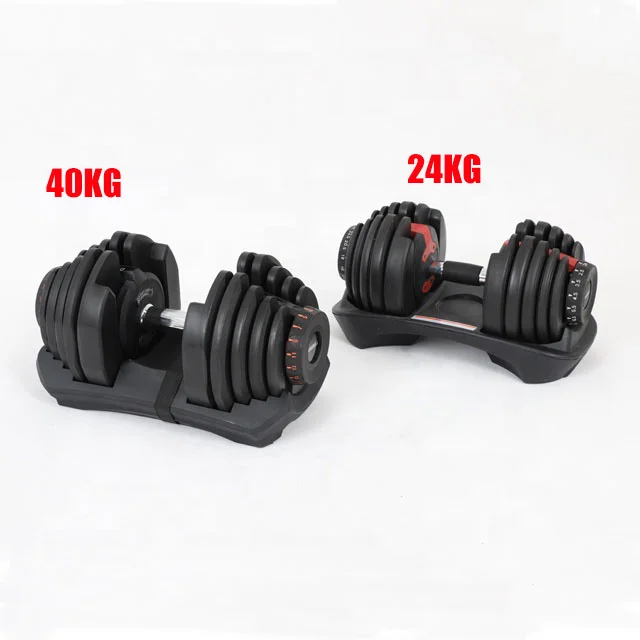 

IN STOCK Dumbbell Manufacturer 24kg 52.5LB dumbbell Fitness Equipment Gym Weights Set Adjustable Dumbbells For Sale, Custom color