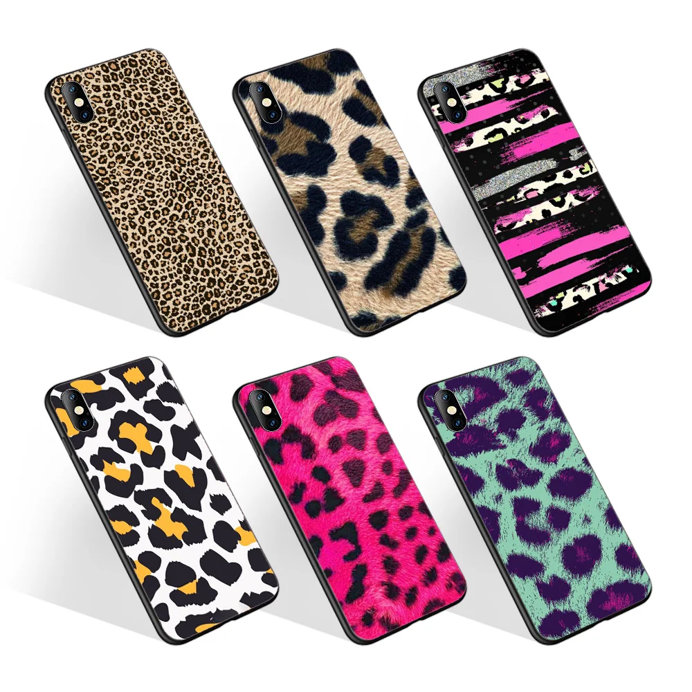 

Aesthetic New Design Leopard Print Black Soft TPU Phone Case For iPhone XR XS For Xiaomi Mi Note 10 Lite Realme 7i