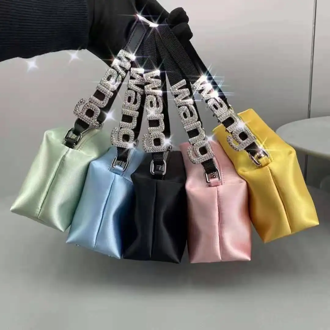 

New rhinestones candy colour women hangbags soft black zipper chain shoulder handbags crystal wedding party bran purse
