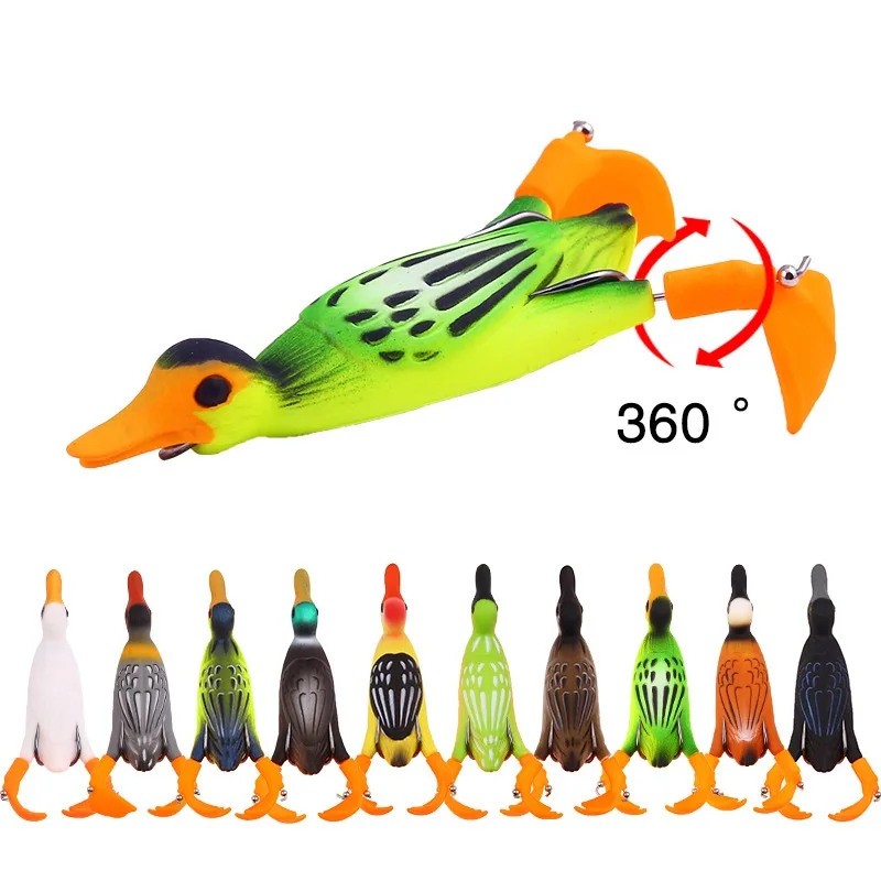 

New 11.3cm 19g Fishing Lure Frog Propeller Foot Flippers Duck Rotation Tractor Soft Bait Decoys Artificial Lures 10Colors, 10 colors