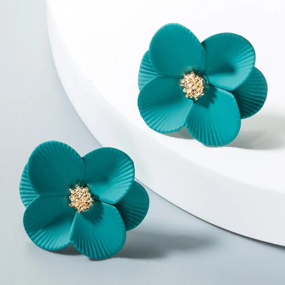 

2019 Korean Style Cute Flower Stud Earrings New Fashion Candy Color Floral Paint Alloy Earrings Jewelry Women Accessories, Picture