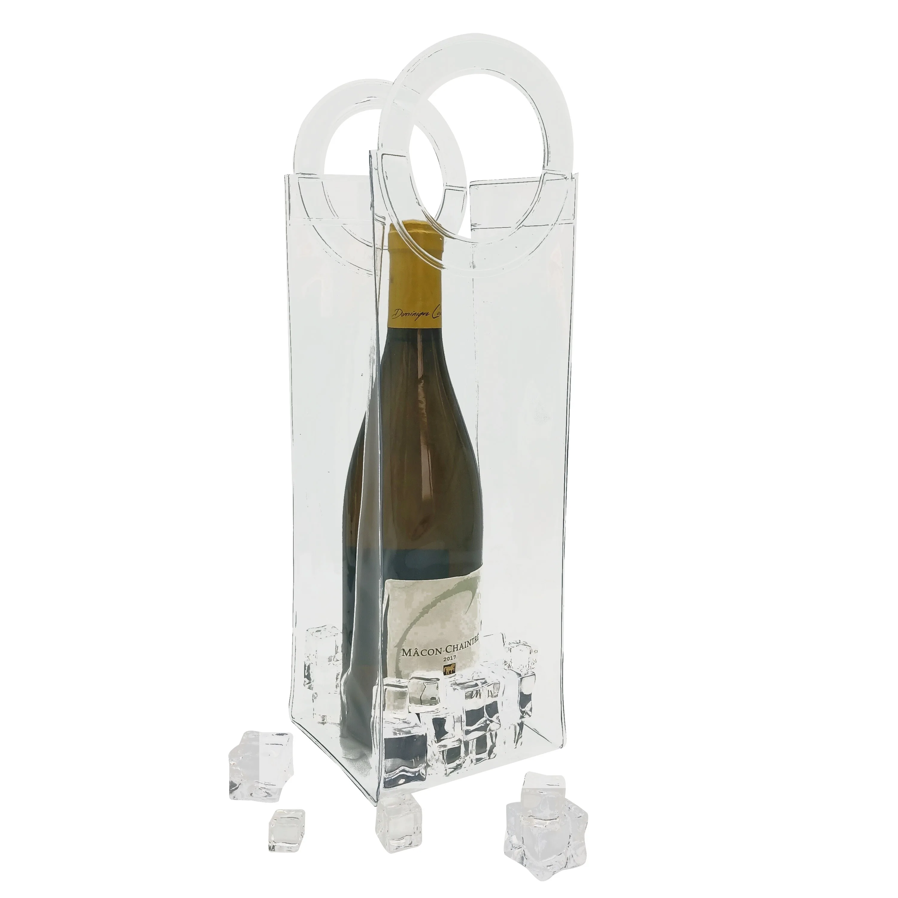 

Best Selling customize logo clear PVC Collapsible ice wine chiller bag for sale, Customized color