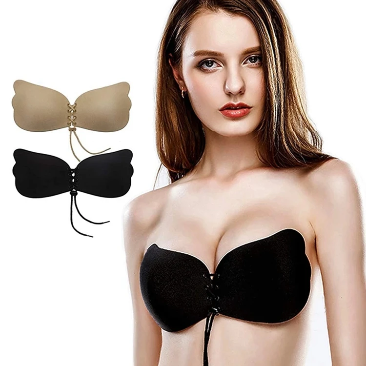 

2021 Seamless Wireless Adhesive Bras Women Sexy Gather Elegant Strapless Push Up Backless Lingerie Invisible Silicone Wing Bra
