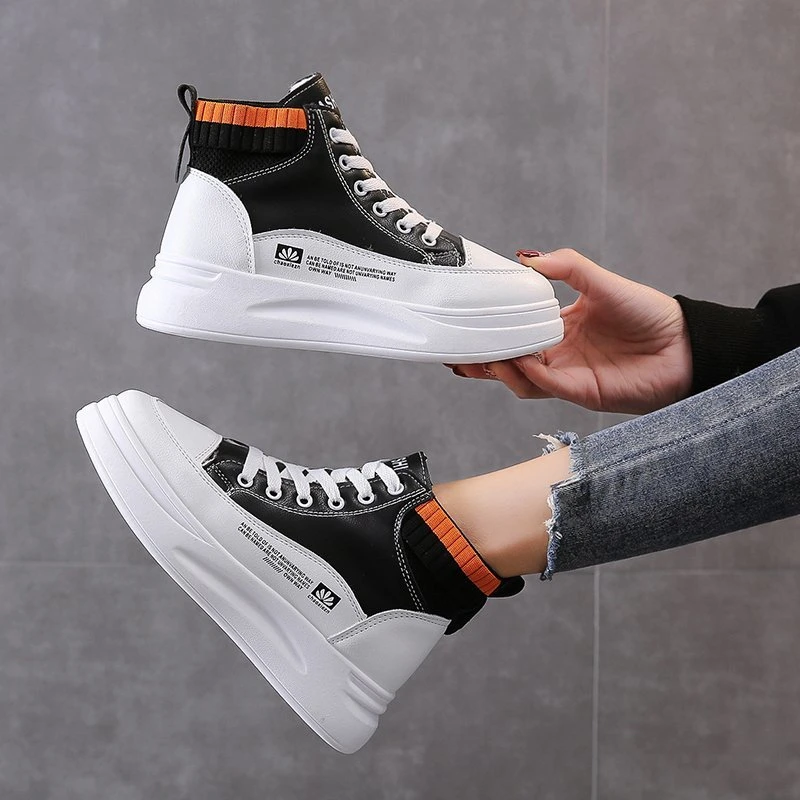 

Hottest Design High-top sneakers Platform genuine leather Custom Made Canvas Shoe Women's Fashion Sneakers, Picture