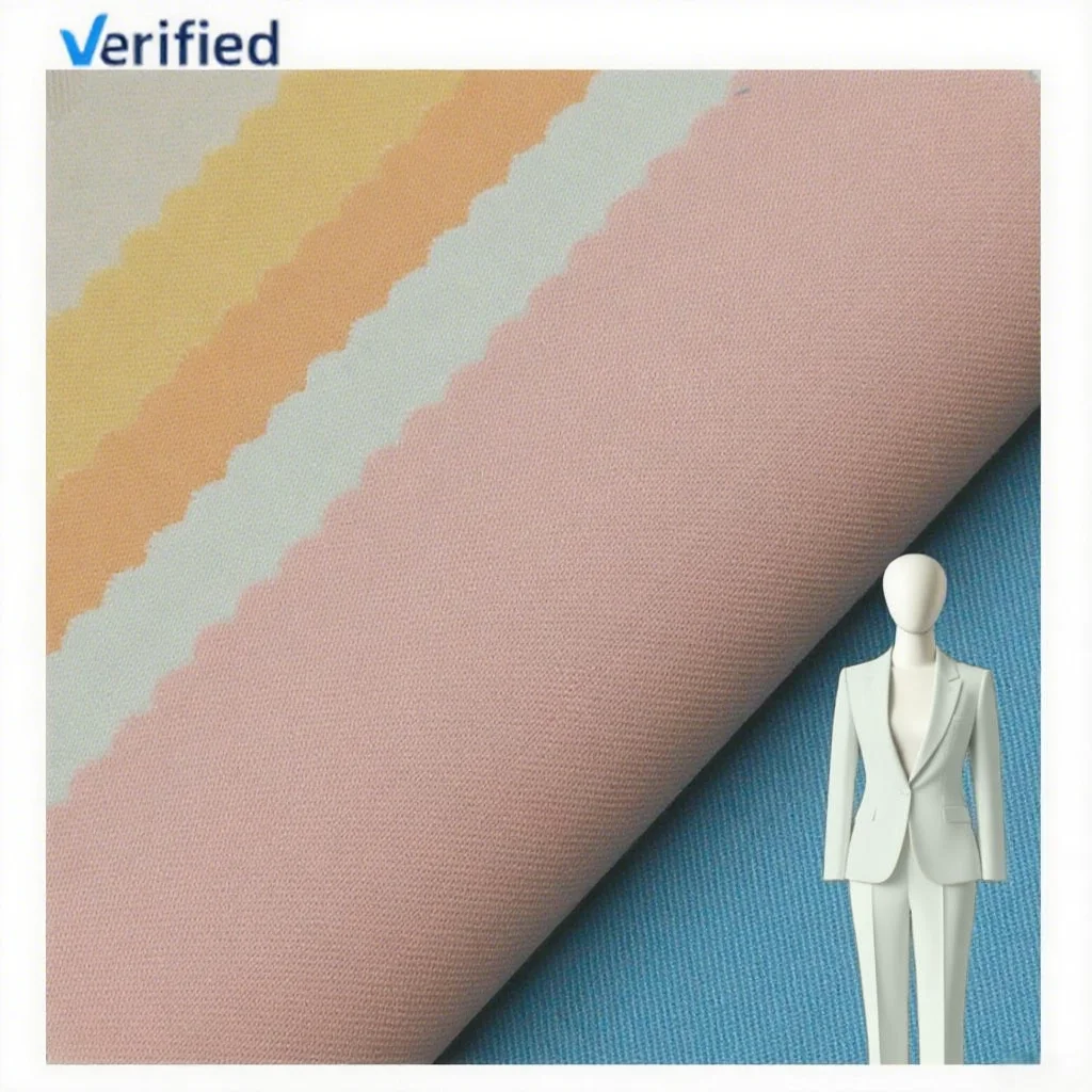 Elegant and Classic Blend 45%W 51.5%P 3.5%LY Wool/Polyester Fabric Twill for Women's Suit Garments Clothing