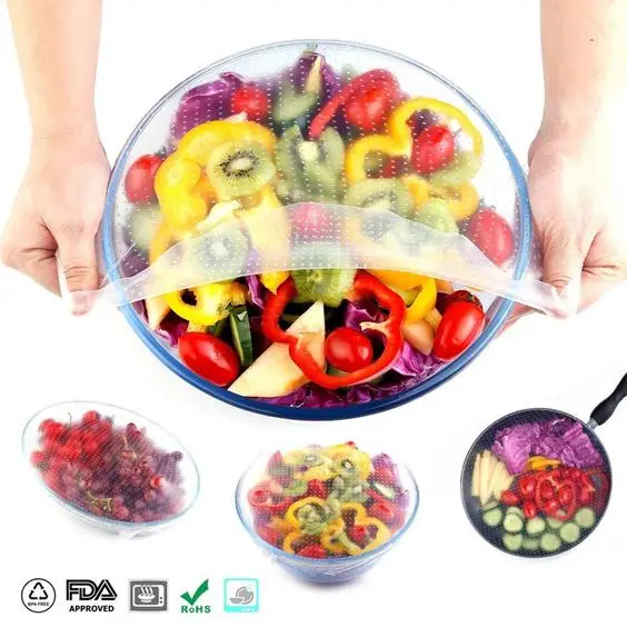 

silicone cover or lid for food and vegetable silicone lids for food, Transparent