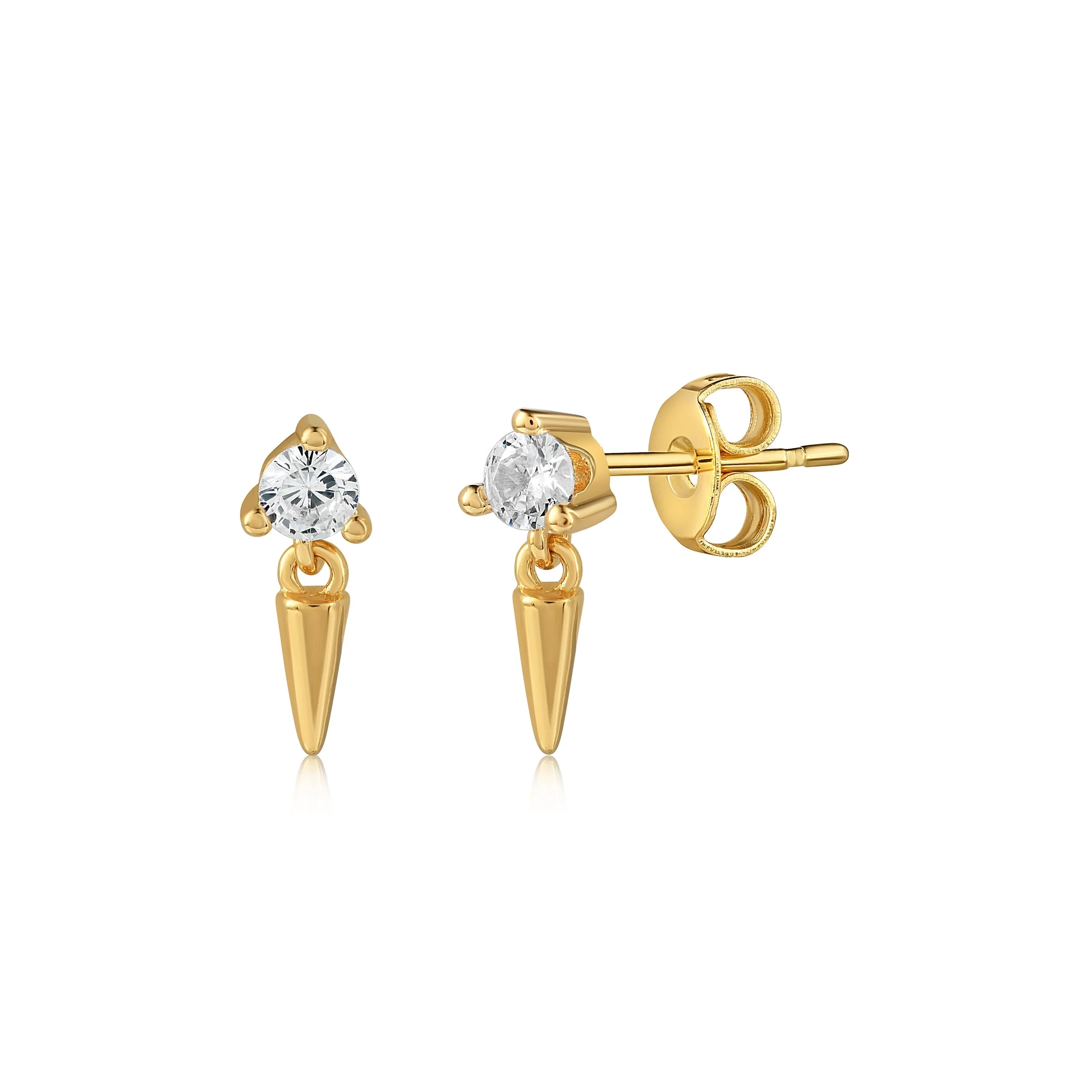 

Yadoo Vermeil Jewelry S925 Sterling Silver 18k Gold Plated Women Fashion Design Trend 2MM Dagger Stud Earrings, Vermeil,silver,rose gold