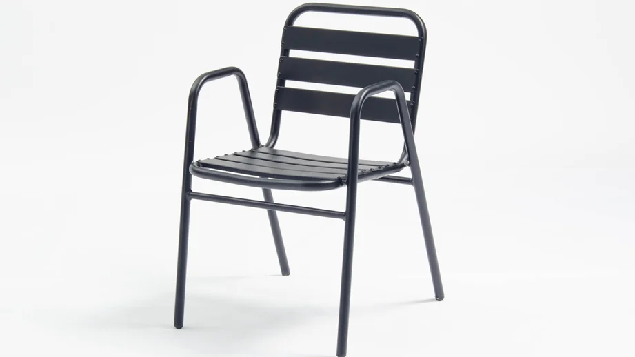 Modern Metal Aluminum Outdoor Stacking Chairs With Arms Stackable Chair