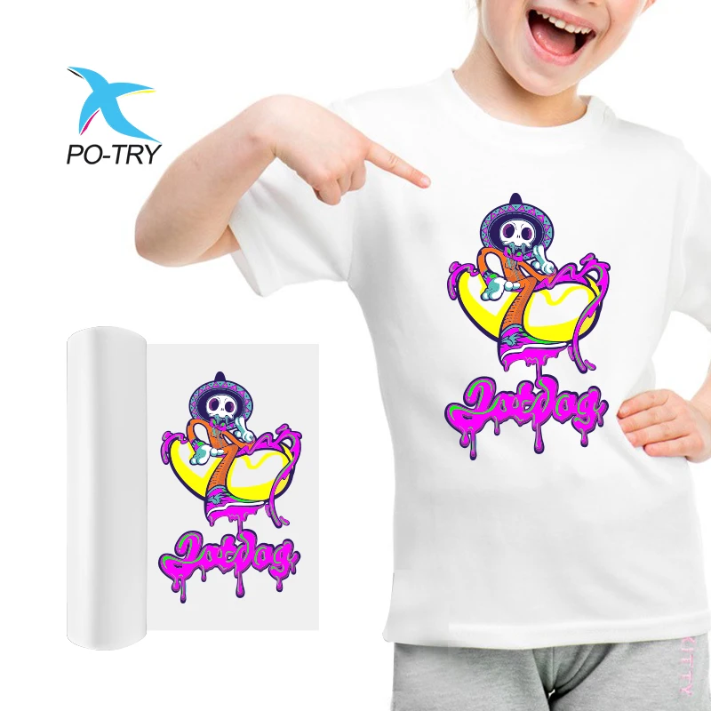 PO-TRY Transfer Stickers T Shirt Design Heat Transfer Stickers Clothes Jeans Bags Craft Costume Decor