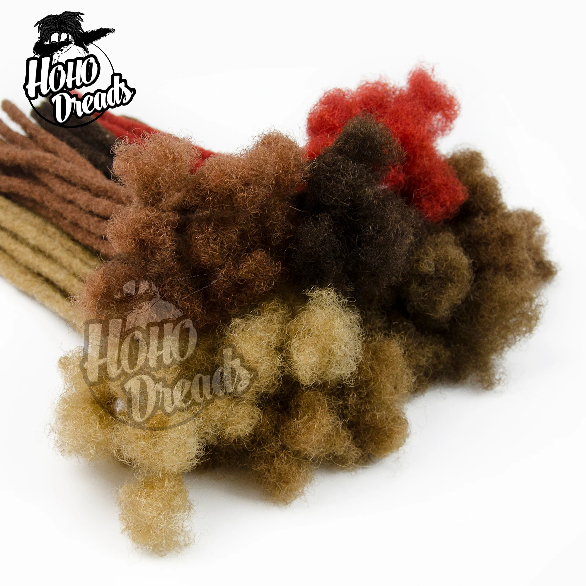 

[HOHO DREADS] 16inches/0.8cm brown afro kinky human hair crochet dreadlocks extensions