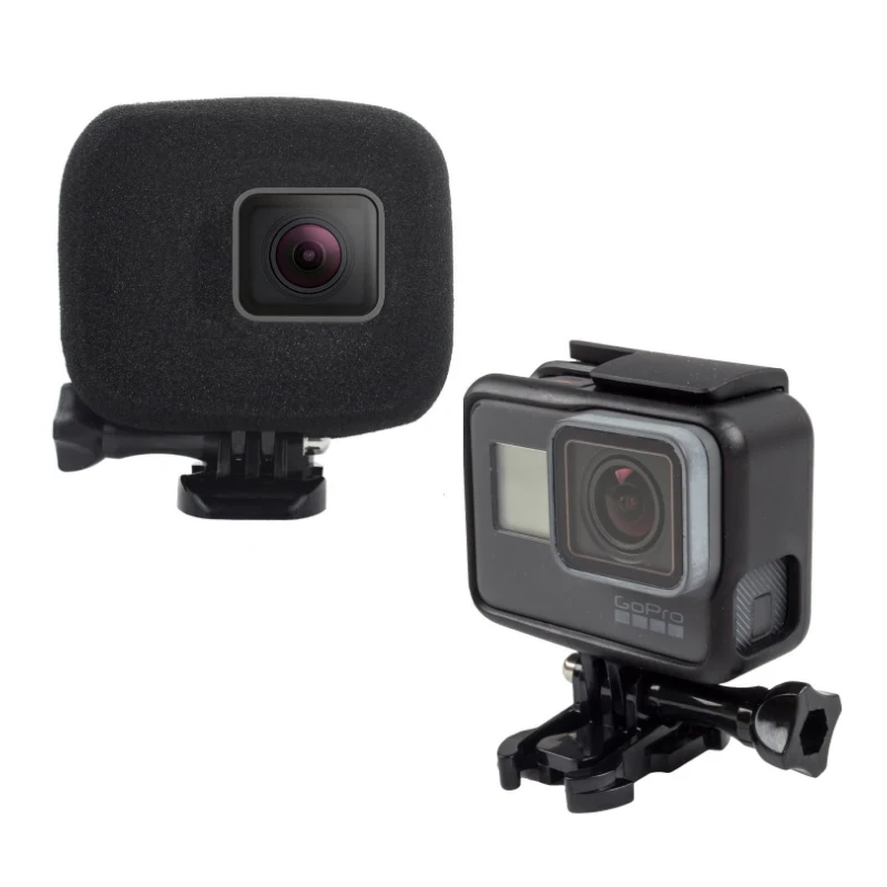 

GoPro Hero 567 sports camera with windbreak glass, windbreak and noise reduction sponge cover, Black