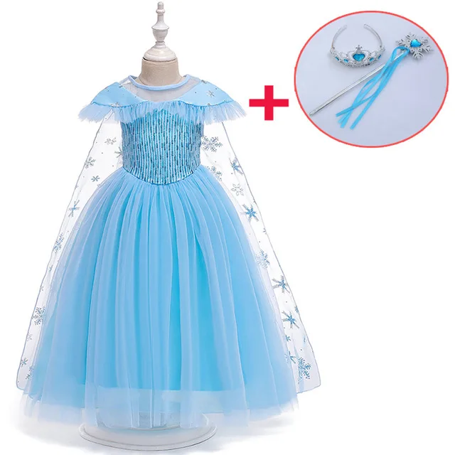 

MQATZ New Product Princess Costume Kids Masquerade Elsa Anna Fashion Girl Costume Party Dress Girls, Blue