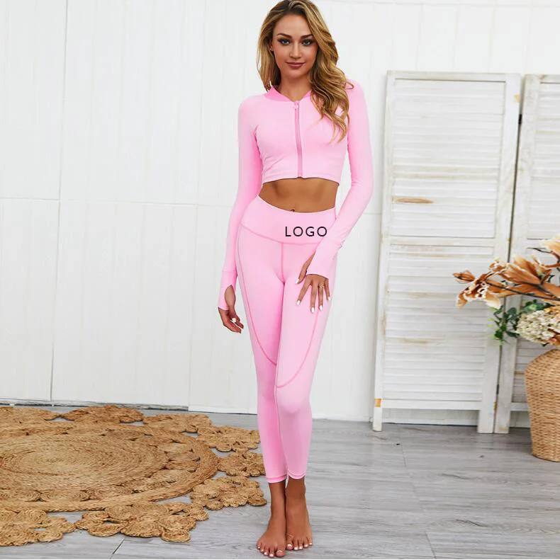 

Custom Logo Autumn And Winter Tight Fitting Long Sleeved Fitness Suit Yoga Suit Fitness Ladies Sports Women, As picture