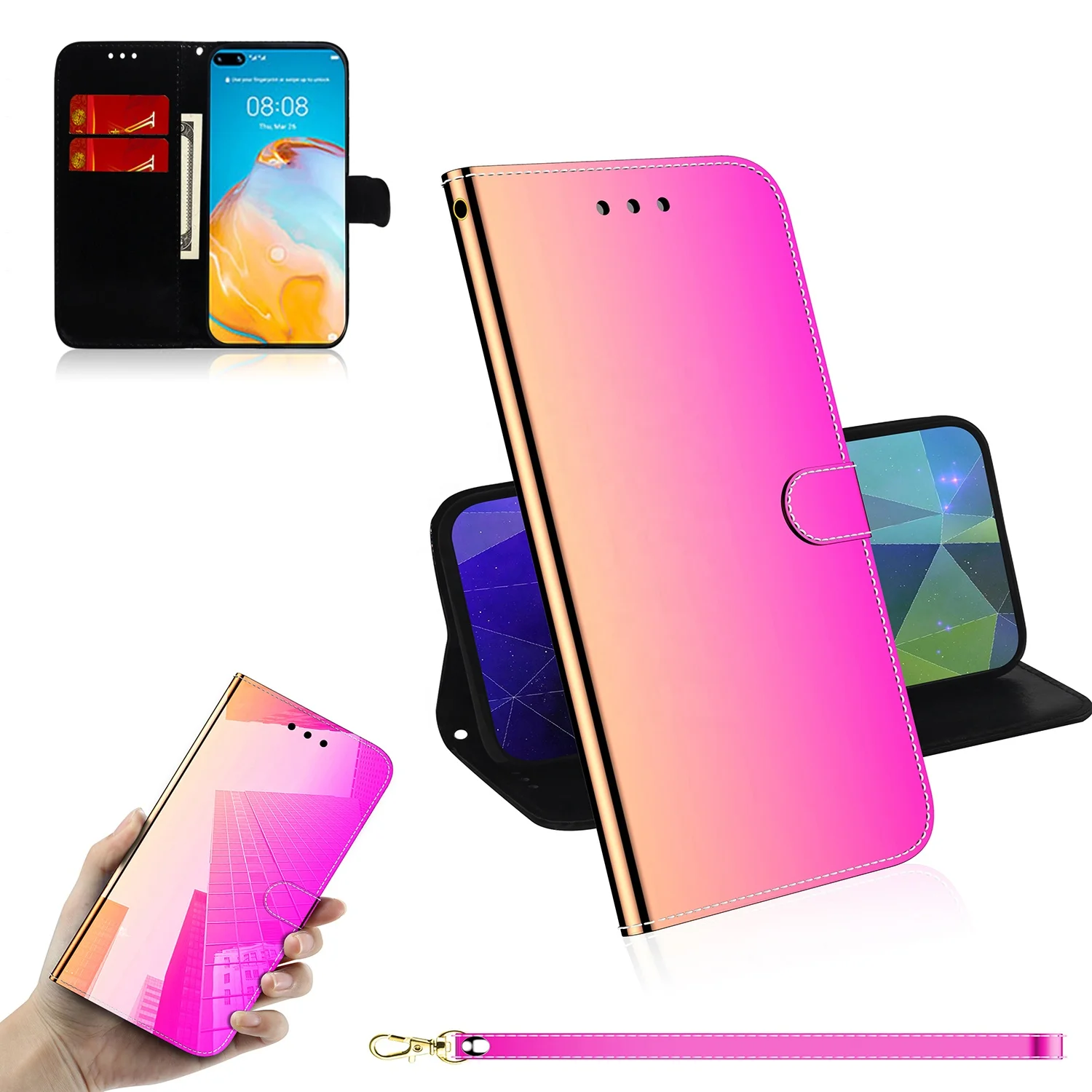 

Fashion Bling Diamond Women Wallet Leather Phone Case for huawei p40/pro/lite