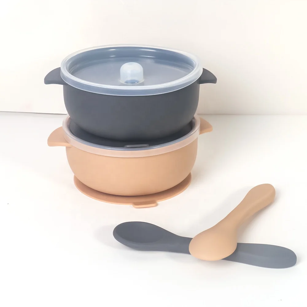 

2021 silicone modern baby silicone food bowl lid