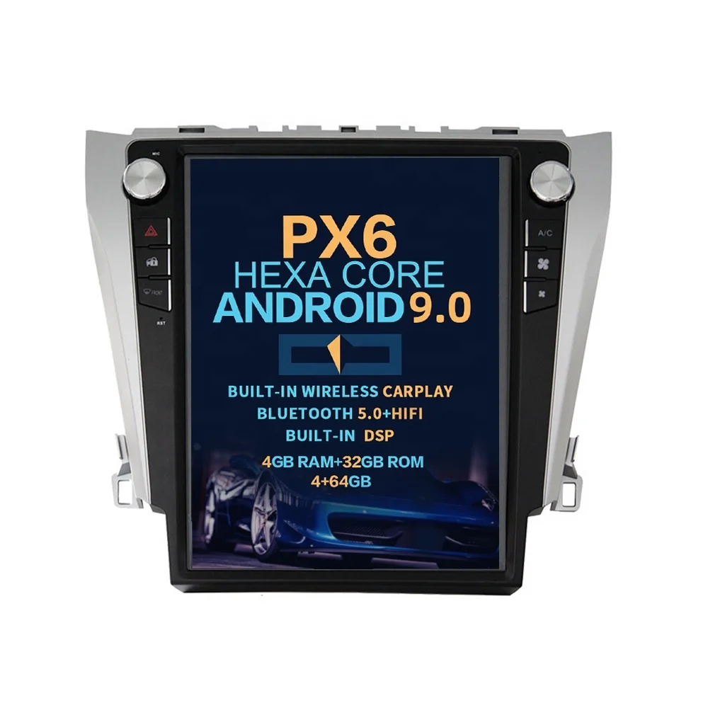 

Android 9.0 PX6 Tesla Screen Car Multimedia Radio Player GPS Navigation For Toyota Camry 2006-2012