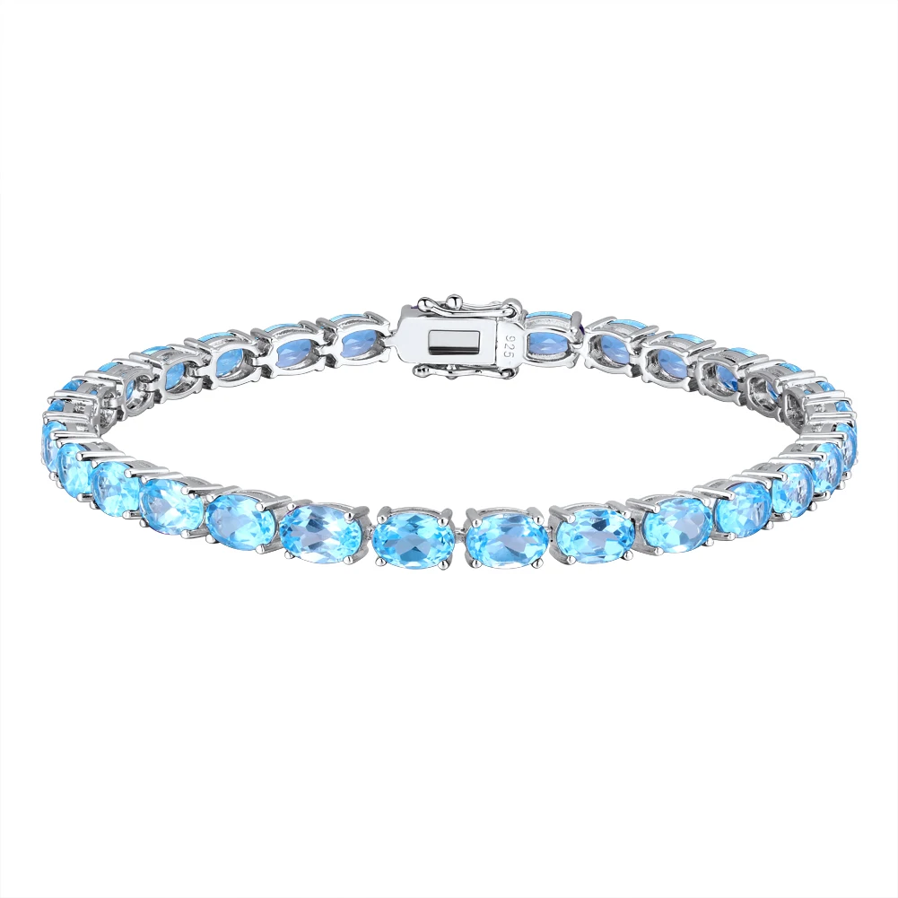 

Fashion Jewelry Wholesale Women natural Blue Topaz gem 925 Sterling Silver Charm bracelet
