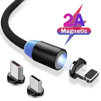 

Free Shipping Round Rotatable Nylon Braided LED Magnatic USB Charging Cable