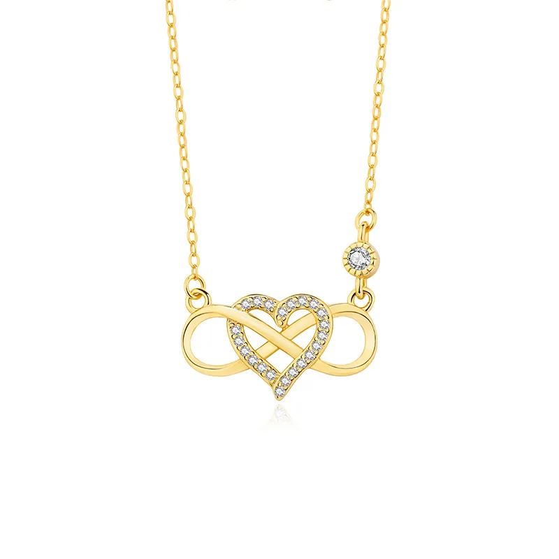 

VIANRLA 925 Sterling Silver Jewelry 18k Gold Plated Necklace Heart Pendant Zircon Minimalism Style For Women