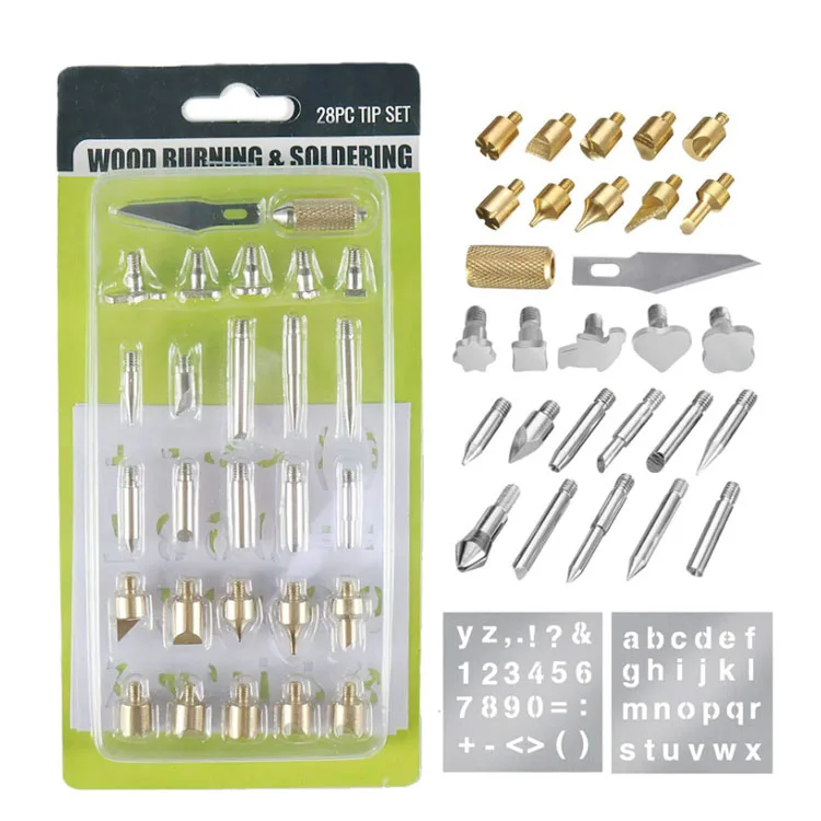 28pcs Wood Burning Tool Tips 28pcs Professional Wood Burning Tips Set Wood Pyrography Tool Set Woodburing Pen Nozzle Kit