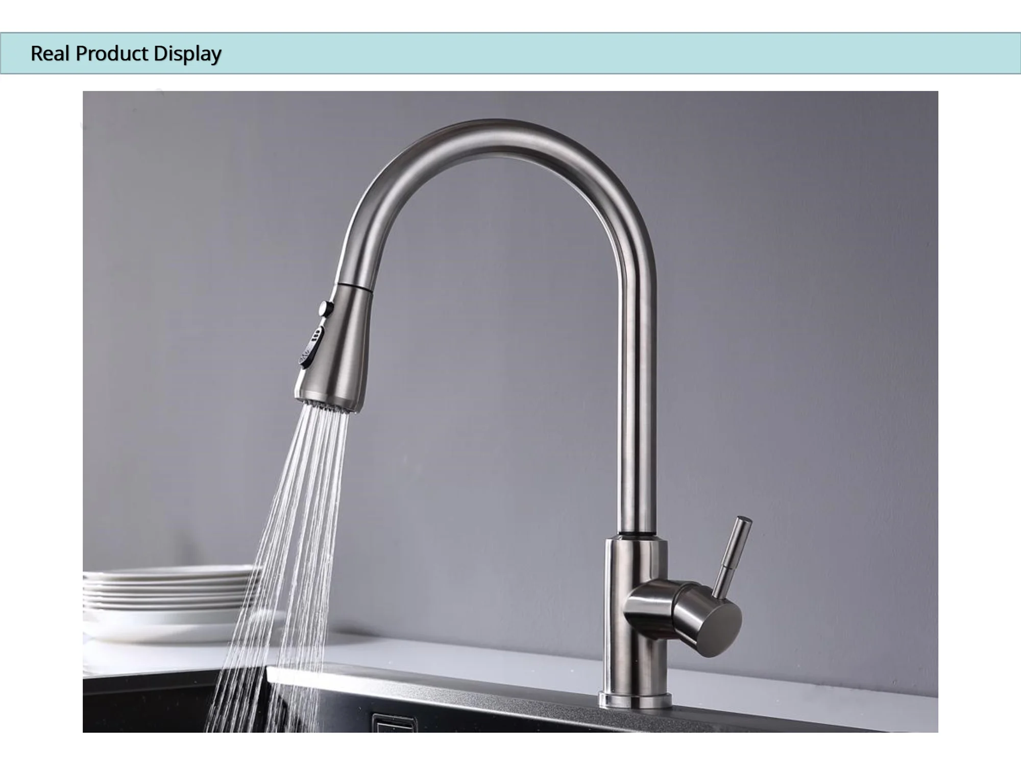 新型304不锈钢触摸控制拉出式喷雾器厨房水龙头水龙头