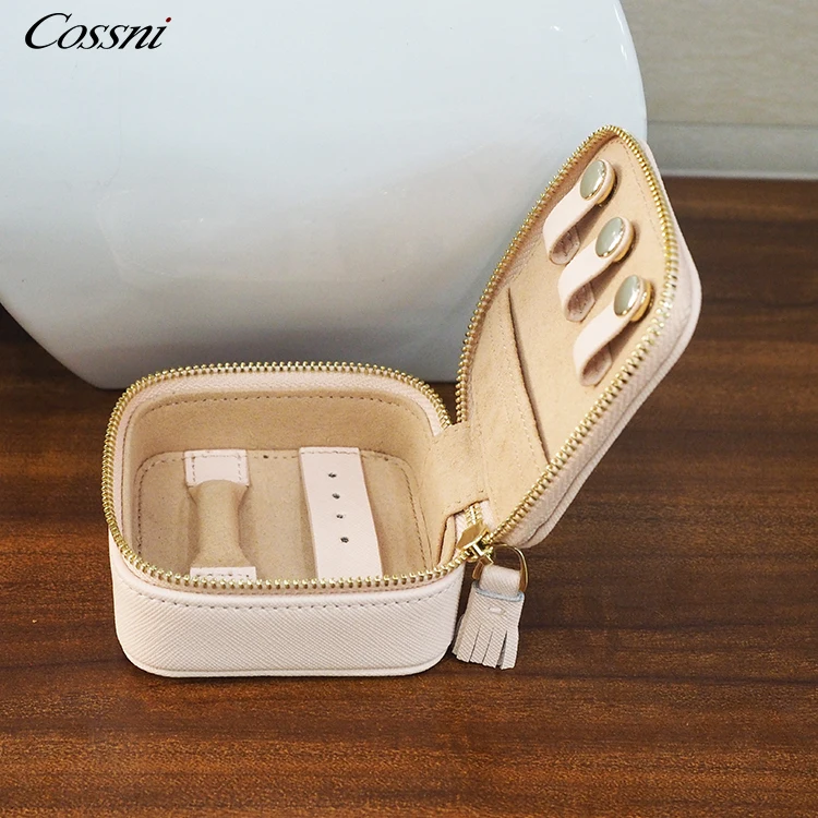 

Botanka Travel Jewelry Box, Small Zipper Jewelry Case, Faux Leather Storage Organizer Gift Box bangle bracelet box, Customized