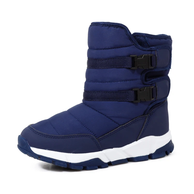 

Blue warm shoes with fur lined winter snow boots for kids children, Black;blue
