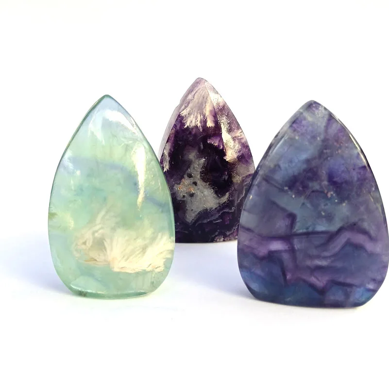 

Wholesale natural crystal feather fluorite drop-shaped ornaments Polished crystal snowflake fluorite home decor