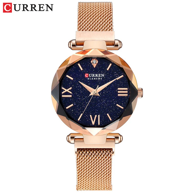 

CURREN Luxury Women Watches with Romantic Starry Sky Dial Hot Fashion Stainless Steel Mesh Wristwatch Ladies Bracelet Watch Gift