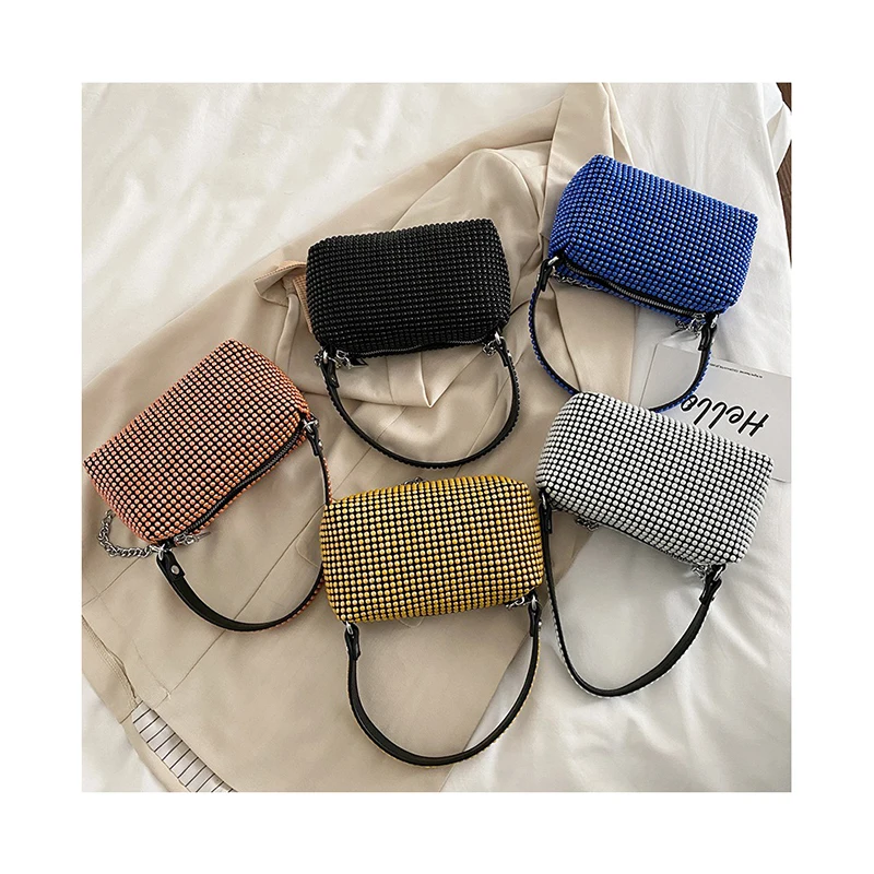 

Full Diamonds Underarm Small Square Bags Blingbling Chain Hand Bags Women Brand Luxury Clutch Ladies Party Handbags And Purses