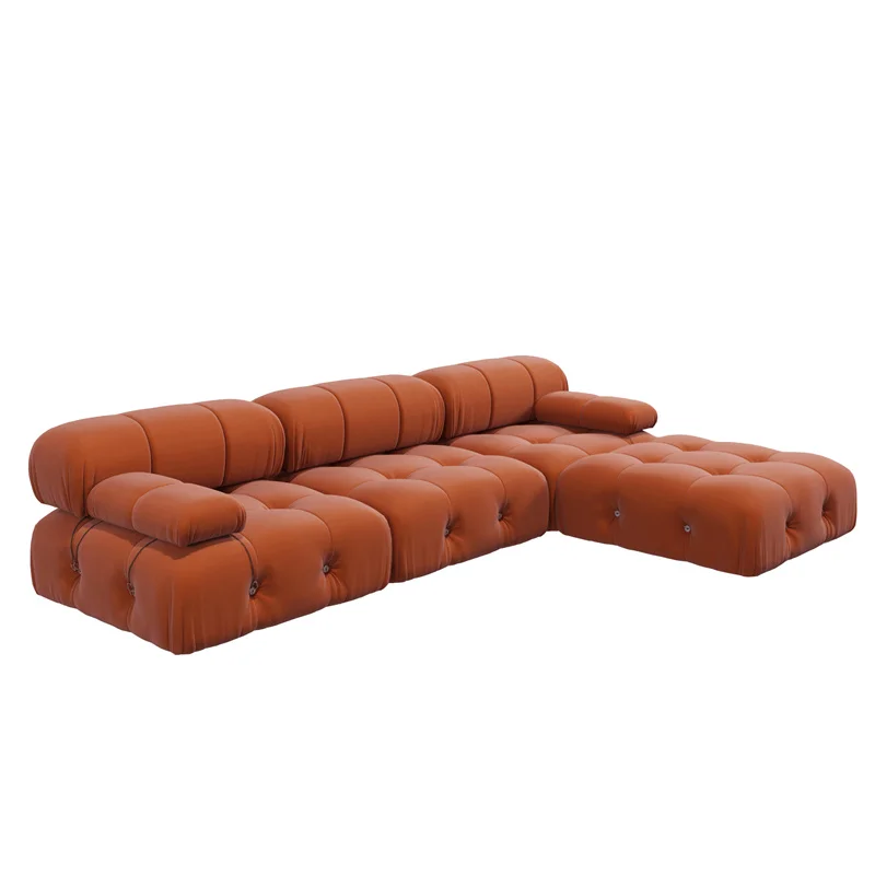 

Nordic Solid Wood Sofa With Ottoman Modular Combination Velvet Sofas Long Couch, Optional