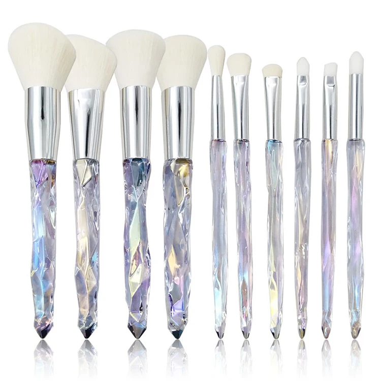 

WholesaleOEM Factory Nylon Hair Makeup Brush Sets Professional Transparent Diamonds Crystal Handle Make Up Brushes