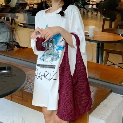 

factory custom Hollow Knit Handbag women Shoulder Knitted Wool Bags