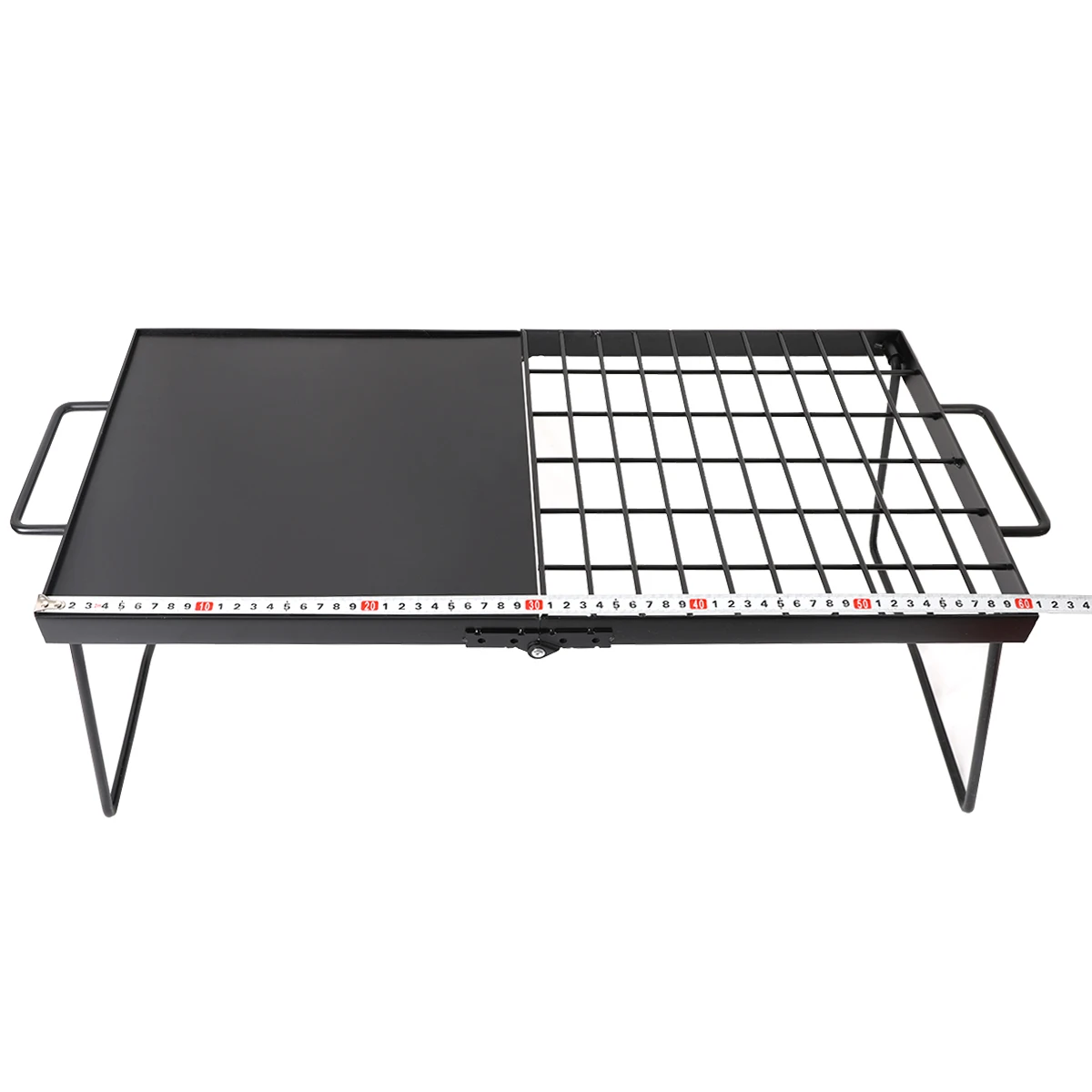 

Outdoor Folding Barbecue Table Folding Mesh Table Iron Plate Table, Black