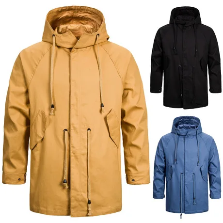 

2020 Fashion New Men's Hooded Solid Color Coat Jacket
