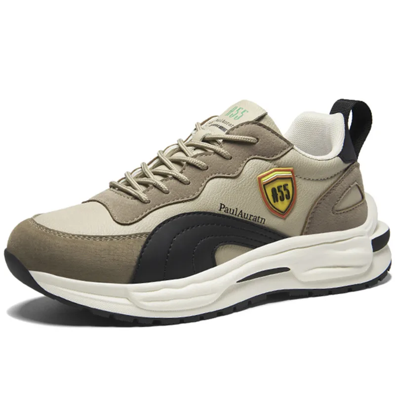 

Dropshipping Custom Logo Men' Genuine Leather Chunky Sneaker Fashion Casual Shoe