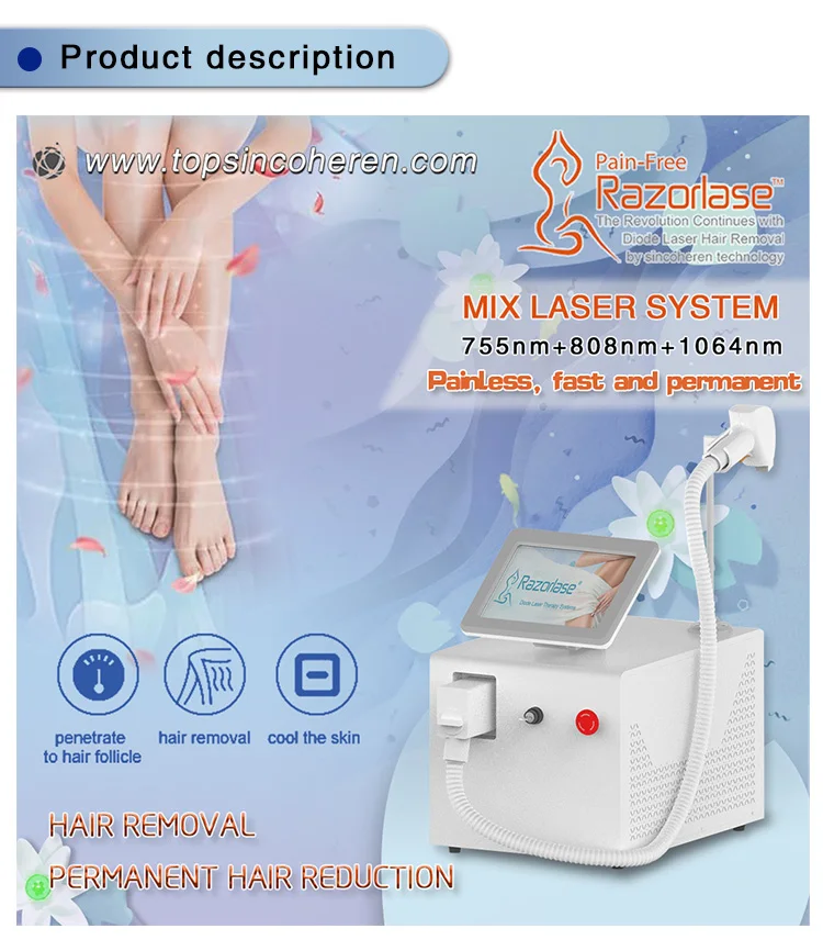 Sincoheren 808 Diode Laser Hair Removal Machine Portable Painless