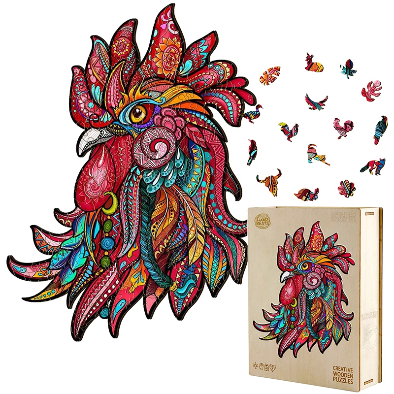 

SPIRITED ROOSTER wood jigsaw 3D wooden jigsaw puzzle 3d wooden puzzle