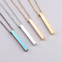 

Stainless Steel 3D Engraving Personalized Bar Blank Stamp Custom Made Engraved DIY Square Strip Pendant Necklace