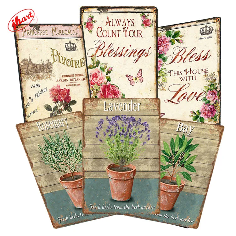 

Vintage Flower Tin Sign Metal Sign Funny Wall Plaque Bar Club Hotel Home Flower shop metal wall art decor Metal Poster
