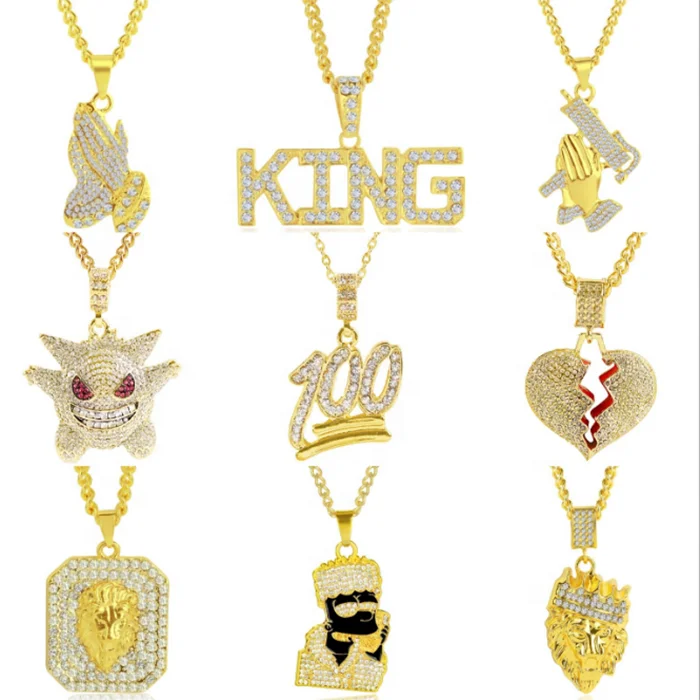 

Fashion Rap Jewelry Hips Hops Personality Full Diamond Pendant Necklace