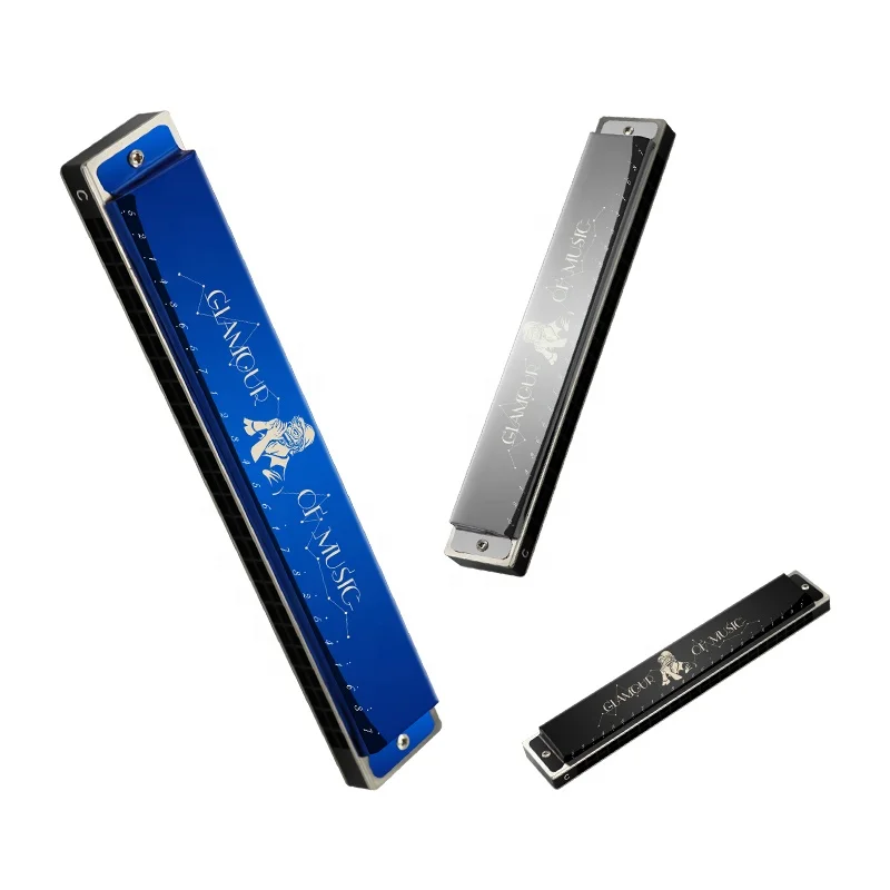 
JDR Wholesale Cheap Children Kid Beginner Students Musical Instrument 10 24 Holes Tremolo Mouth Organ Blue Harmonica For Sale 
