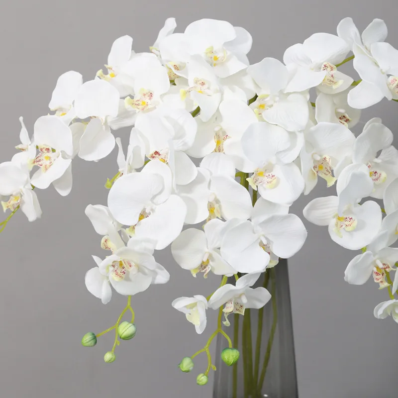 

Wholesale real touch 3D printing artificial orchid flower for wedding decor 9 heads decoration flower phalaenopsis