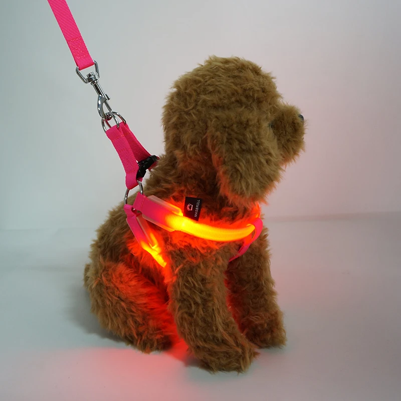 Custom Logo Waterproof adjustable Nylon LED Light Up Pet Dog Vest Harness