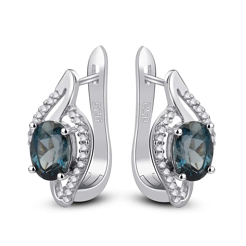 

Abiding Ready To Ship Natural London Blue Topaz Gemstone Earrings 925 Silver Women Wedding Earring