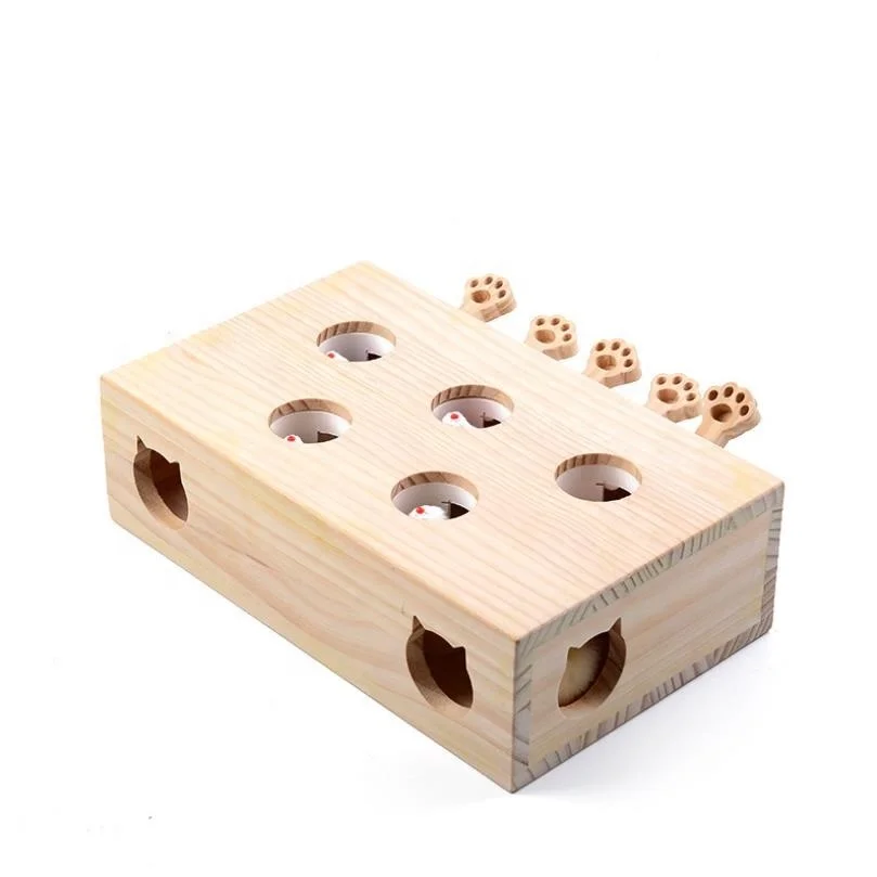 

Pop Play Solid Wood Training Exercise Funny Interactive Motion Popping Mouse Tease Cat Catnip Toy mouse house cat toy