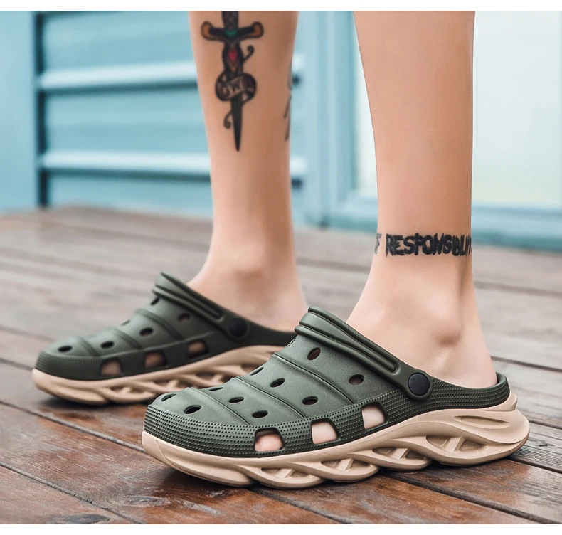 

2021 Cheap Wholesale Fashion men Summer Unisex Sport male garden clogs shoes Slippers Sandals, Black red/army green/dark blue/white grey/coffee