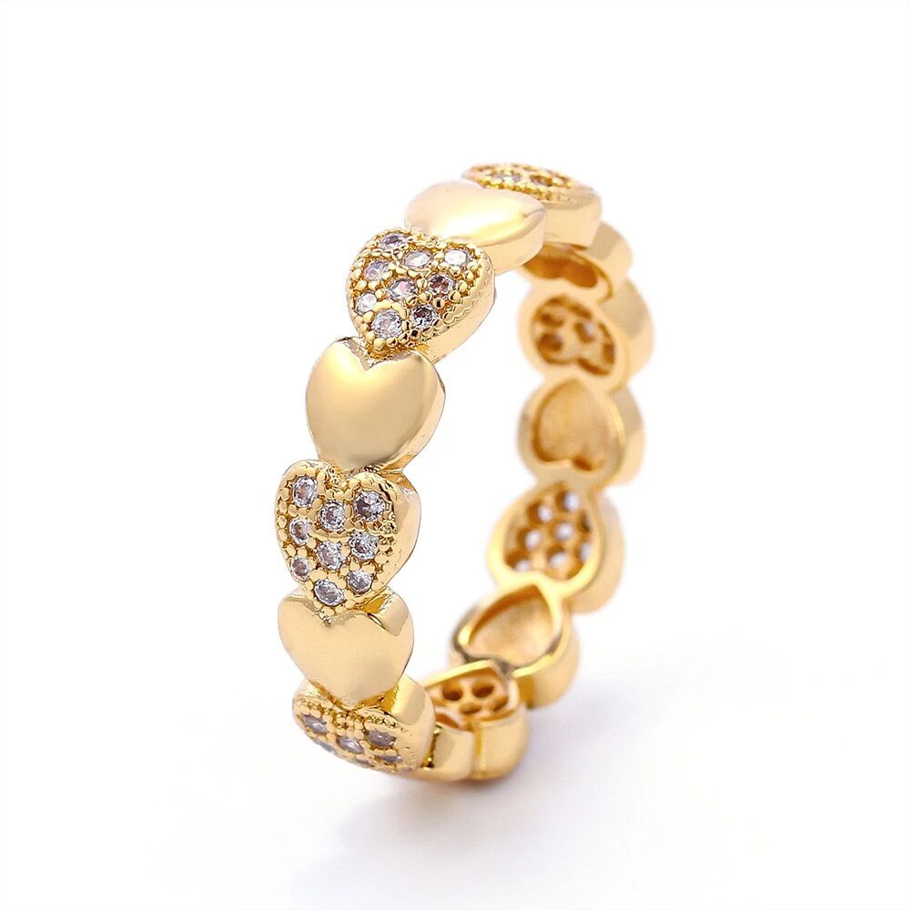 

Fashion jewelry Brass 18K gold plated ring CZ Heart Shaped Woman Ring